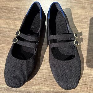 Rothy's Black Espadrille Flats with dual buckles